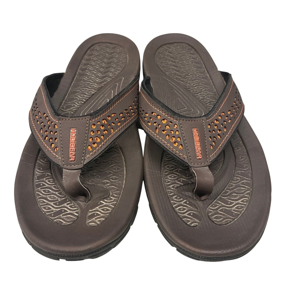 Hobibear HR5061 Athletic Flip Flop Thong Sandals Mens 13 Brown Orange Pool Beach